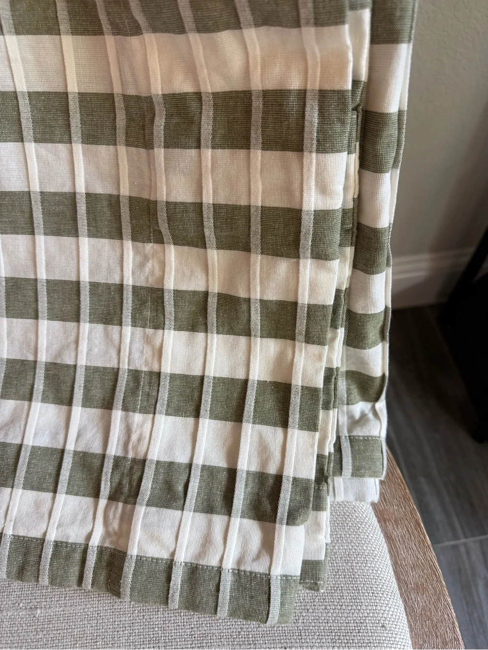 Anthropologie Cotton Woven Stripe Curtain dark green